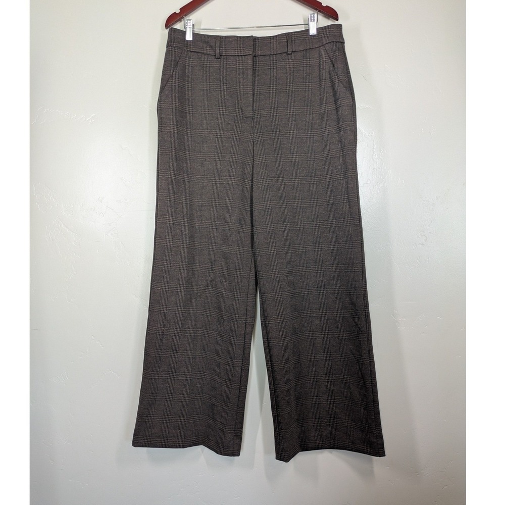 Simply Vera Vera Wang Wide Leg Houndstooth Slacks 16 Dress Pants Brown Black‎